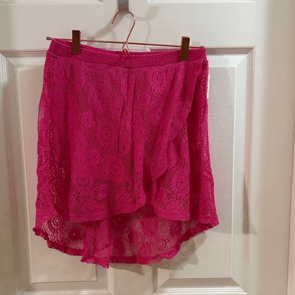 Vintage Girls Aeropostale Bright Pink Lace Skirt